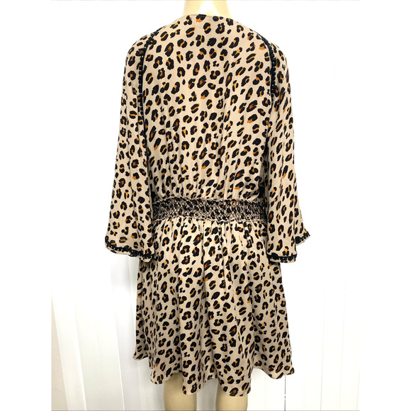 Kobi Halperin Dress Mini Leopard Silk Animal Natural Tassel Silk 3/4 Sle… - Picture 8 of 10